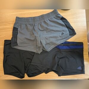 3 Pairs Adidas & Champion Black and Gray Athletic Bike Running Training Shorts